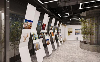 现代字画展厅3D模型下载